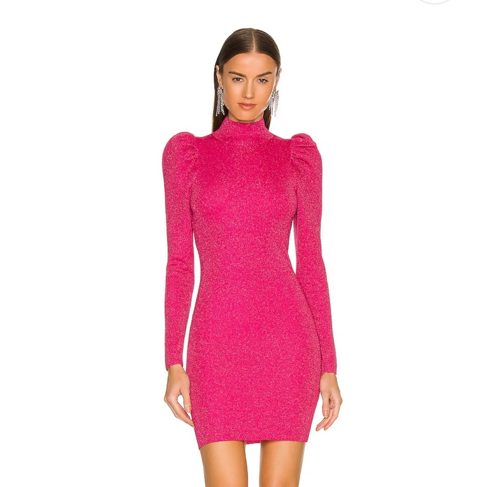NWT Alice + Olivia Issa Wild Pink Metallic Dress Small
